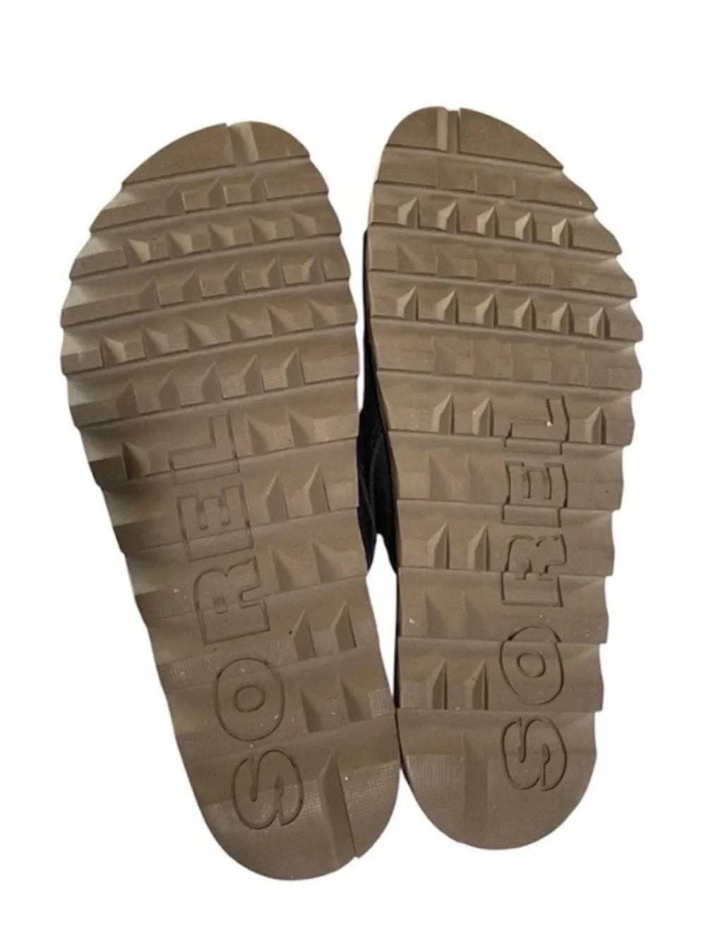 Sorel EUC!! Roaming Decon Black Pebble Leather Slide Sandals Women's US Size 7